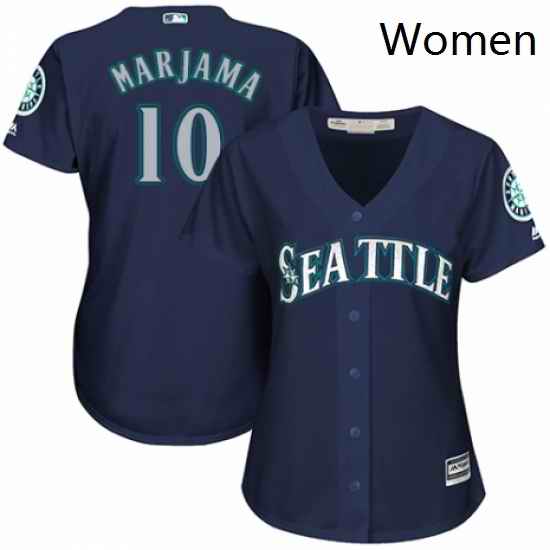 Womens Majestic Seattle Mariners 10 Mike Marjama Authentic Navy Blue Alternate 2 Cool Base MLB Jersey